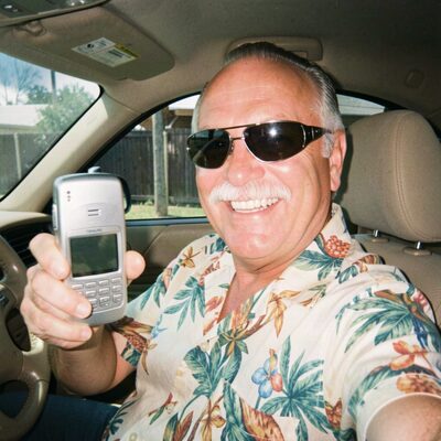 A profile picture of Tom, taken in the car.